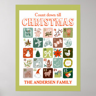 Weihnachts-Adventskalender Countdown Poster