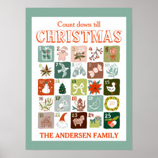 Weihnachts-Adventskalender Countdown Poster