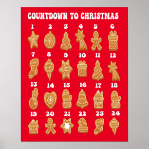 Weihnachts-Adventskalender Ingwerbrot Poster