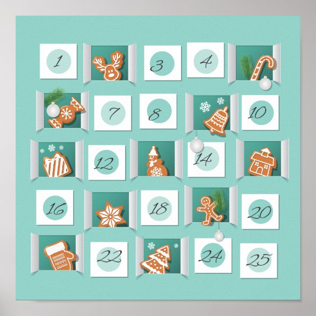 Weihnachts-Adventskalender Poster (Vorne)