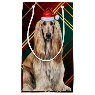 Weihnachts Afghane Windhund Weihnachten Kariert Kleine Geschenktüte
