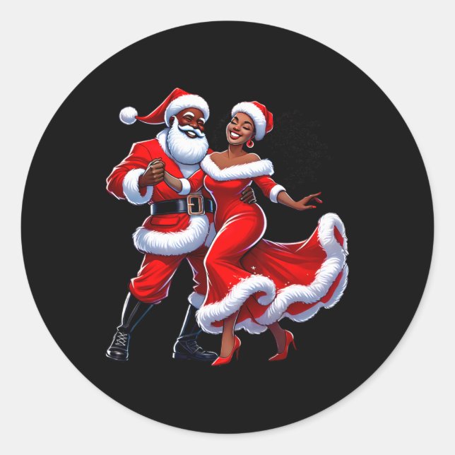 Weihnachts-Afrikanerin Santa Claus tanzt Afrikaner Runder Aufkleber (Vorderseite)