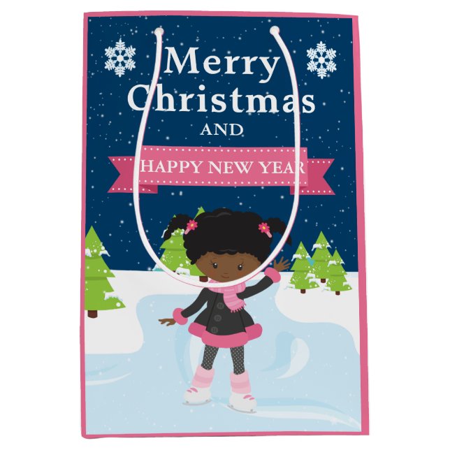 Weihnachts-Afrikanisches Mädchen Mittlere Geschenktüte (Vorderseite)