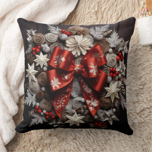 Weihnachts AI Ribbons Poinsettia Dekorationen Kissen