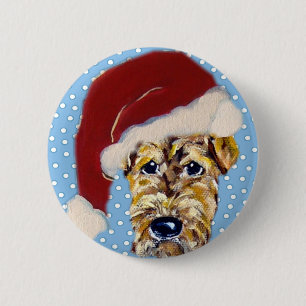Weihnachts-Airedale Button
