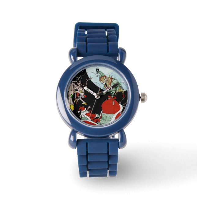 Weihnachts-Albtraum Kidds Schwarzes Leder-Uhr Armbanduhr (Vorderseite)