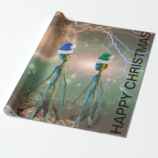 Weihnachts-Alien Geschenkpapier (Ungerollt)