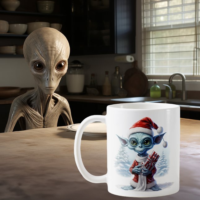 Weihnachts-Alien-UFO  Kaffeetasse (Von Creator hochgeladen)