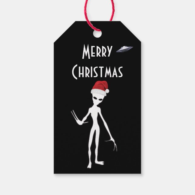 Weihnachts-Alien White Colorful Vibranful Geschenkanhänger (Rückseite)