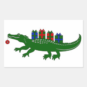 Weihnachts-Alligator-Aufkleber Rechteckiger Aufkleber