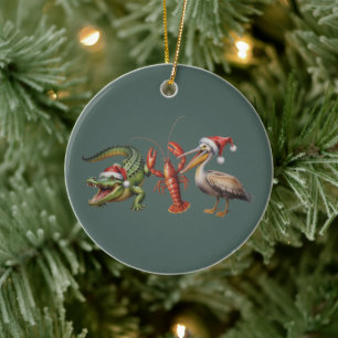 Weihnachts-Alligator-Pelikan-Crawfish-Gans-Tier Keramik Ornament