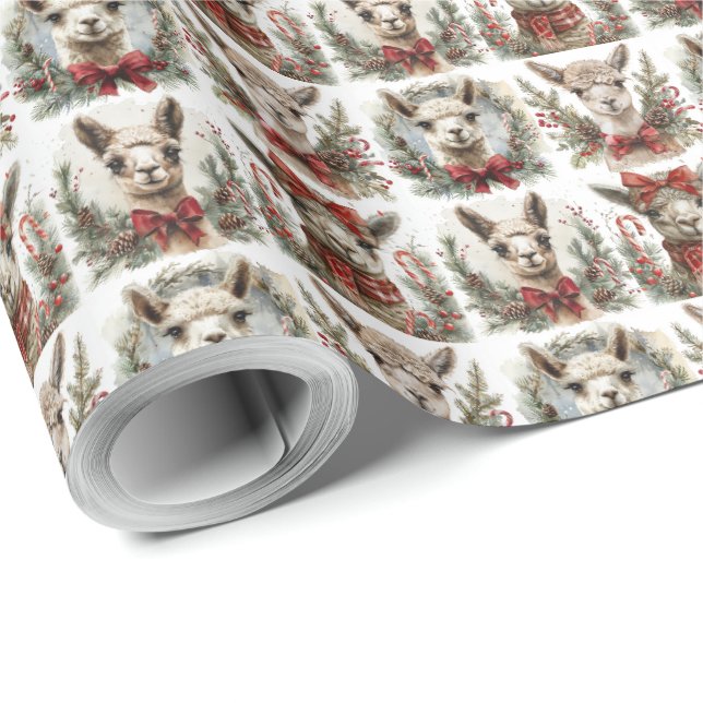 Weihnachts Alpaca Weihnachtsgeschenk Wrap Paper Geschenkpapier (Rolleneckpunkt)
