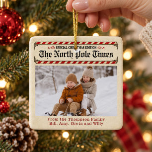 Weihnachts-Altpapier-Zeitungsfoto-Andenken Keramikornament