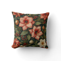 Weihnachts-Amaryllis- und Ornamente-Blumenkissen