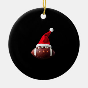 Weihnachts-American-Football-Ball-Santa-Hut (3) Keramik Ornament