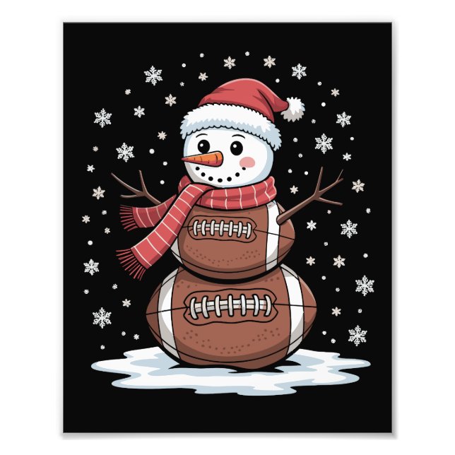 Weihnachts American Football Snowman Xmas Sport Fotodruck (Vorne)