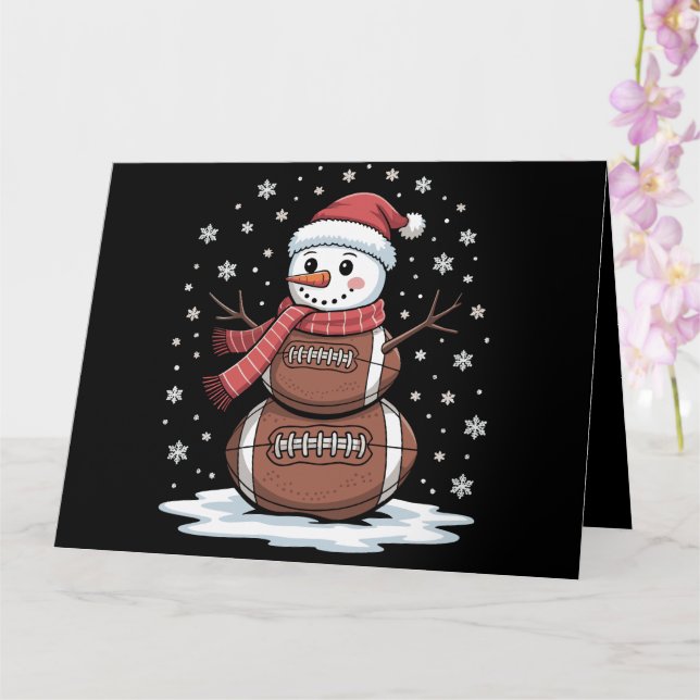 Weihnachts American Football Snowman Xmas Sport Karte (Orchidee)