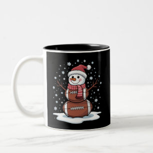 Weihnachts American Football Snowman Xmas Sport Zweifarbige Tasse