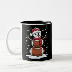 Weihnachts American Football Snowman Xmas Sport Zweifarbige Tasse