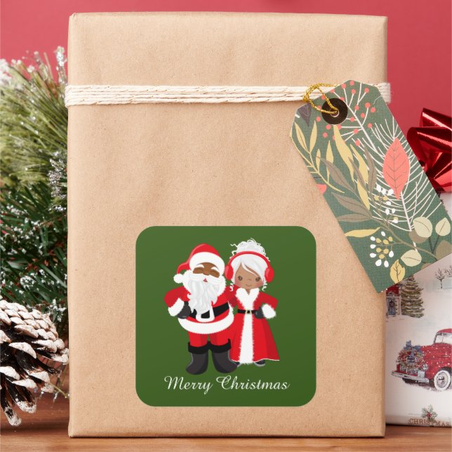 Weihnachts-Amerikanerin Santa Mrs. Claus Quadratischer Aufkleber (Feiertag)