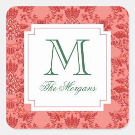 Weihnachts Ananas Ornamente Monogramm Geschenk Quadratischer Aufkleber