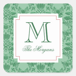 Weihnachts Ananas Ornamente Monogramm Geschenk Quadratischer Aufkleber