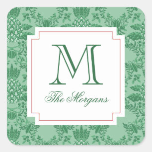 Weihnachts Ananas Ornamente Monogramm Geschenk Quadratischer Aufkleber