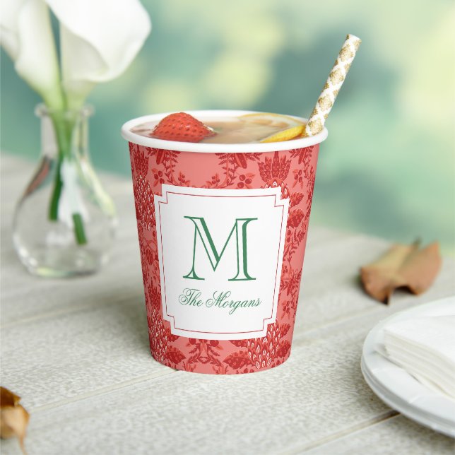 Weihnachts Ananas-Ornamente Monogramm Pappbecher (In Situ)