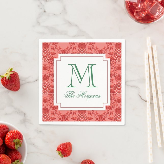 Weihnachts Ananas-Ornamente Monogramm Serviette (Beispiel)