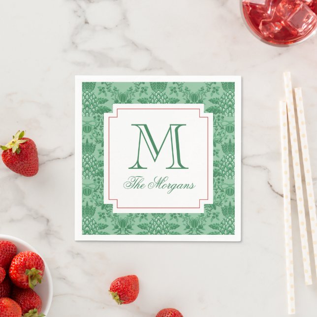 Weihnachts Ananas-Ornamente Monogramm Serviette (Beispiel)