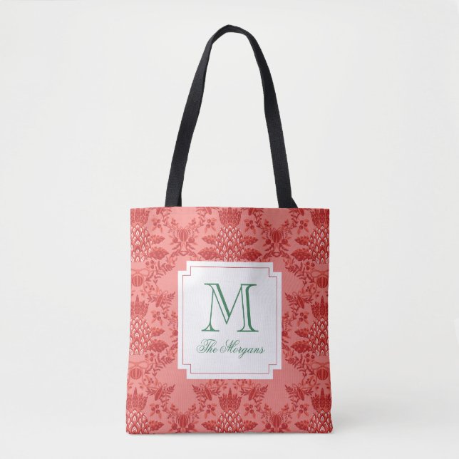 Weihnachts Ananas-Ornamente Monogramm Tasche (Vorderseite)