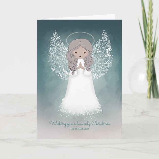 Weihnachts-Angel-Faltkarte Feiertagskarte (Vorderseite)