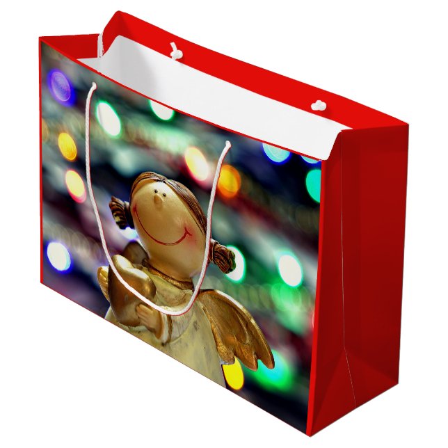 Weihnachts-Angel-Geschenktasche Große Geschenktüte (Vorderseite Schrägansicht)