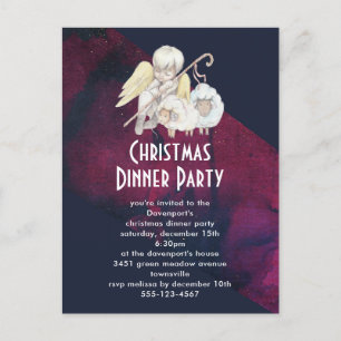 Weihnachts-Angel-Hirte mit Lämmern Dnner-Party Postkarte