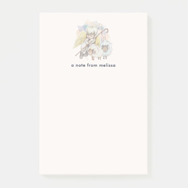 Weihnachts-Angel-Hirte mit Lämmern Post-it Klebezettel (Vorderseite)