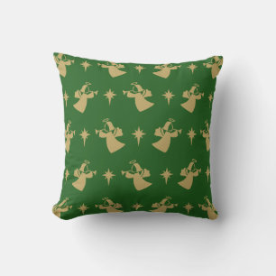 Weihnachts Angel Nativity Star Green Gold Kissen