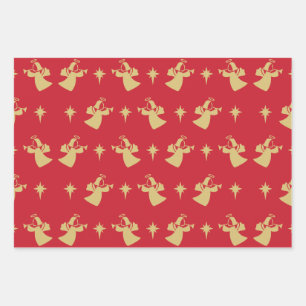 Weihnachts Angel Nativity Star Red Gold Geschenkpapier Set