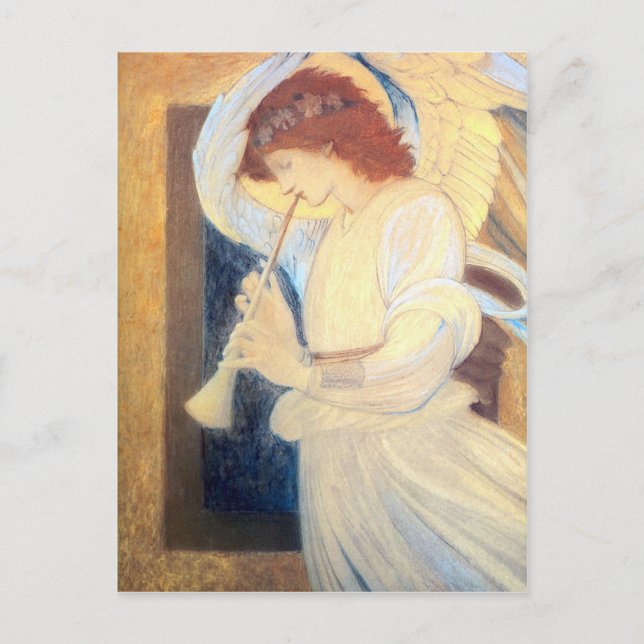 Weihnachts Angel Postkarten Burne-Jones Gold White (Vorderseite)