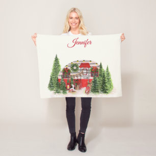 Weihnachts-Anhänger-Camper-Outdoorsy-Thema Fleecedecke