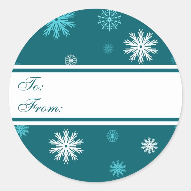 Weihnachts Aquamarine White Snow Geschenktasten Runder Aufkleber (Vorderseite)
