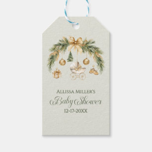 Weihnachts-Aquarell-Grün Winter-Baby-Party Geschenkanhänger
