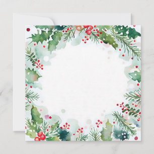 Weihnachts Aquarellgestaltung mit Heiligen, Efeu u Mitteilungskarte