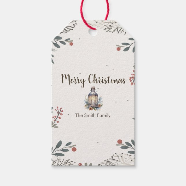 Weihnachts-Aquarellgrüße Geschenkanhänger (Vorderseite)