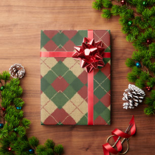 Weihnachts-Argyle-Karomuster Geschenkpapier