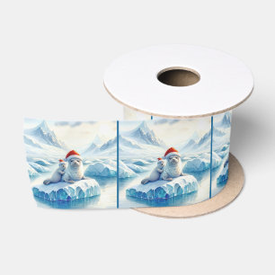 Weihnachts-Arktische Siegel mit Weihnachtsmannmütz Satinband
