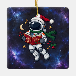 Weihnachts-Astronaut Sternsingen im Weltraum Keramikornament