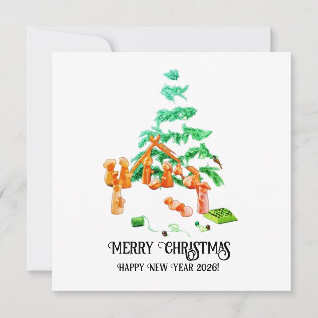 Weihnachts-Aufkleber Feiertagskarte (Vorderseite)