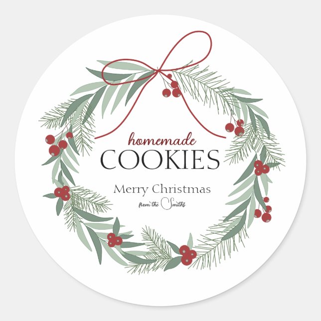 Weihnachts-Aufkleber "hausgemachte Cookies" Runder Aufkleber (Vorderseite)