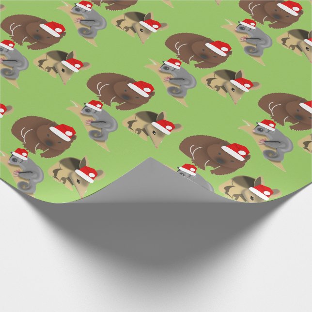 Weihnachts-Australische Baby-Tiere Geschenkpapier (Ecke)