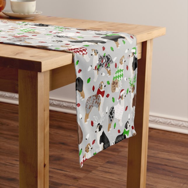 Weihnachts-Australischer Schäferhund Kurz Table Ru Kurzer Tischläufer (Beispiel)